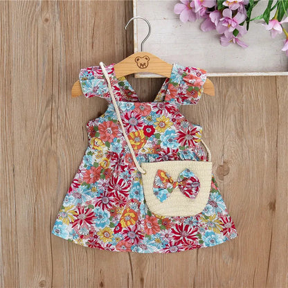 BloomBelle – Summer Ruffle Dress & Bag Set for Little Girls