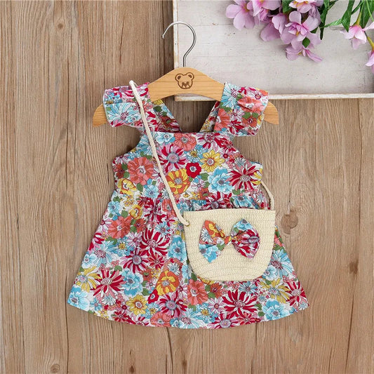 BloomBelle – Summer Ruffle Dress & Bag Set for Little Girls