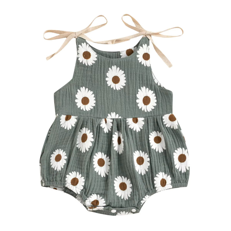 Daisy Days – Baby Girl Summer Romper with Tie Straps
