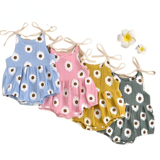 Daisy Days – Baby Girl Summer Romper with Tie Straps